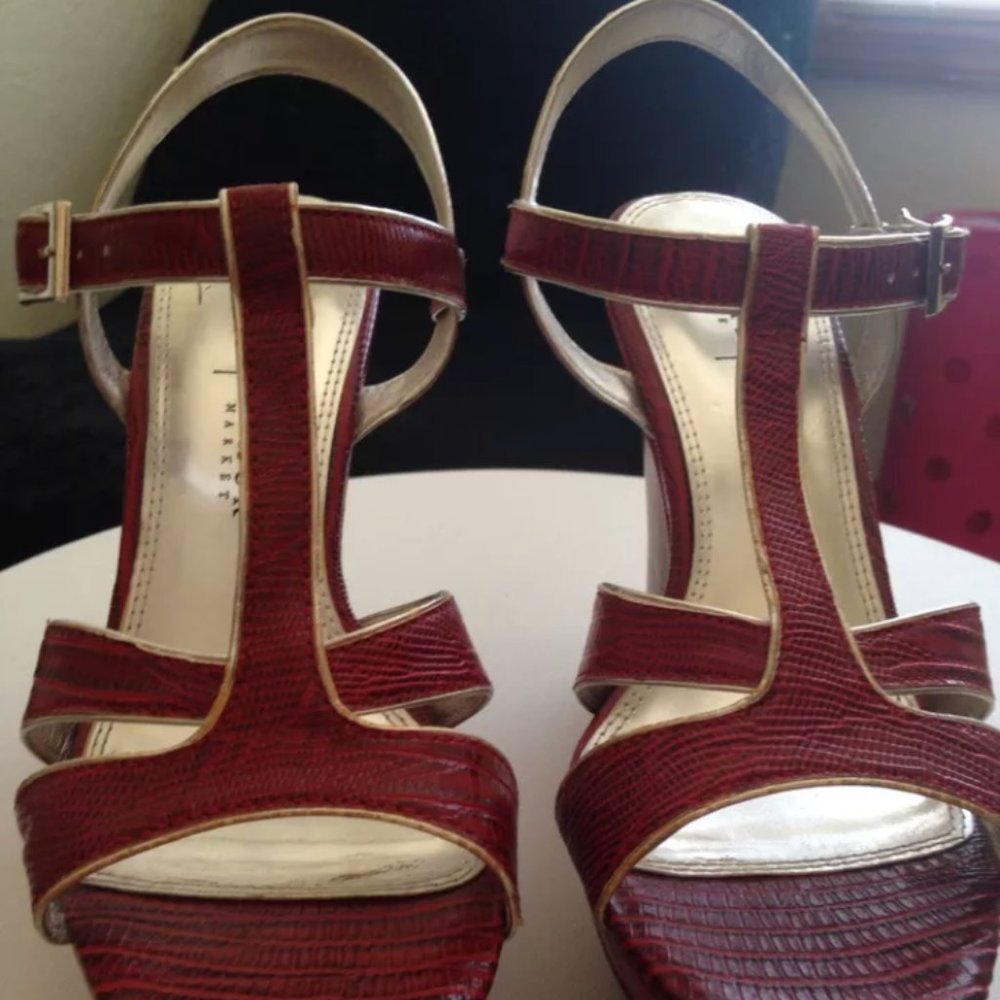 White House Black Market Red Sexy Wedge Sandals.